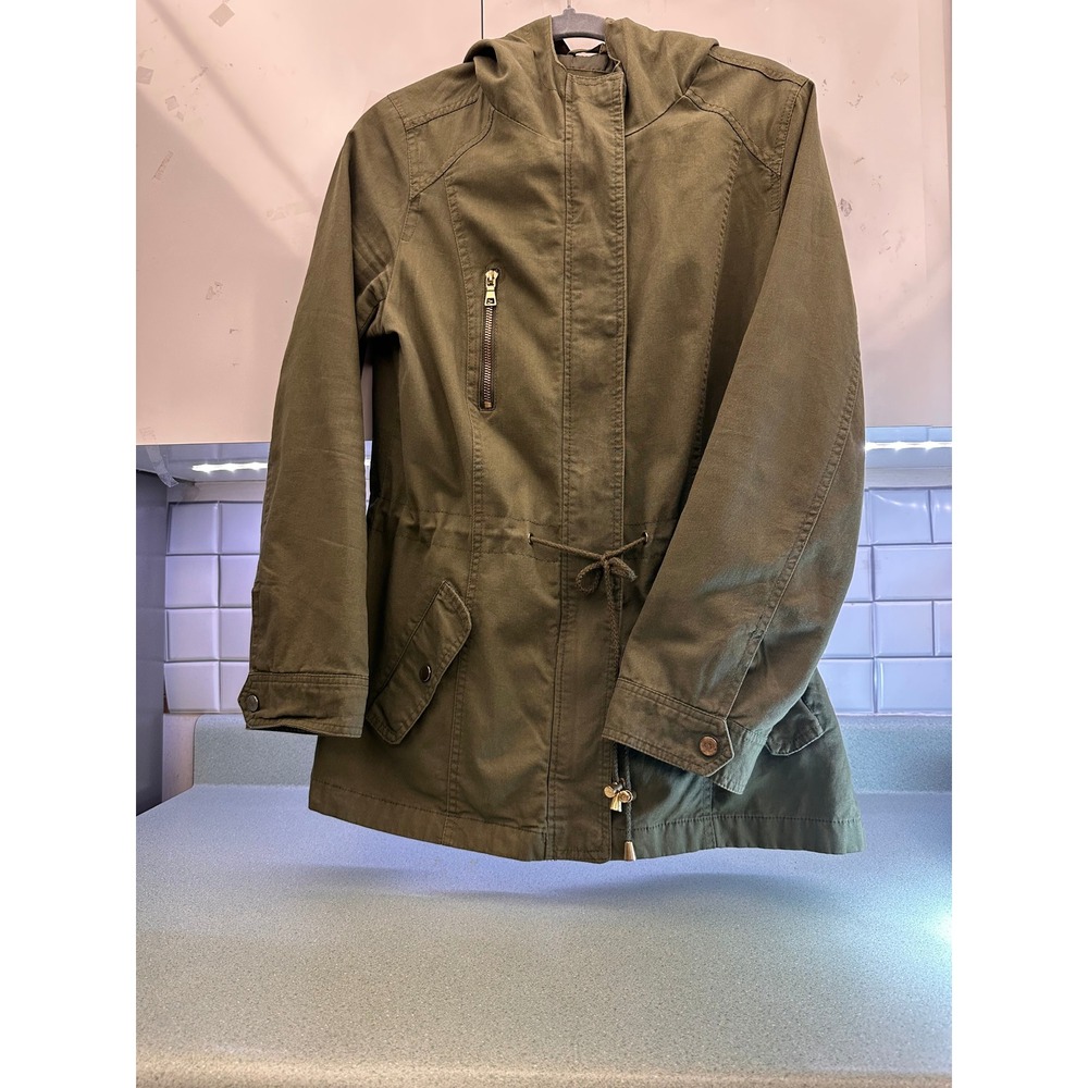 Miss London Black Label Olive Green Utility Anorak Hooded Jacket GJ4291157 L